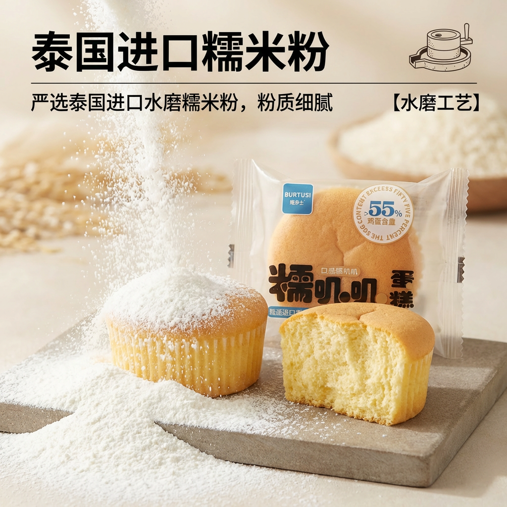 早餐蛋糕 糯叽叽蛋糕泰国糯米蛋糕早餐甜点心即食宿舍休鸡蛋糕