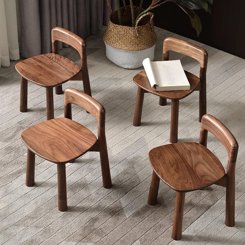 北美黑胡桃木小板凳儿童椅子换鞋凳家用带靠背矮凳全实木小孩凳子