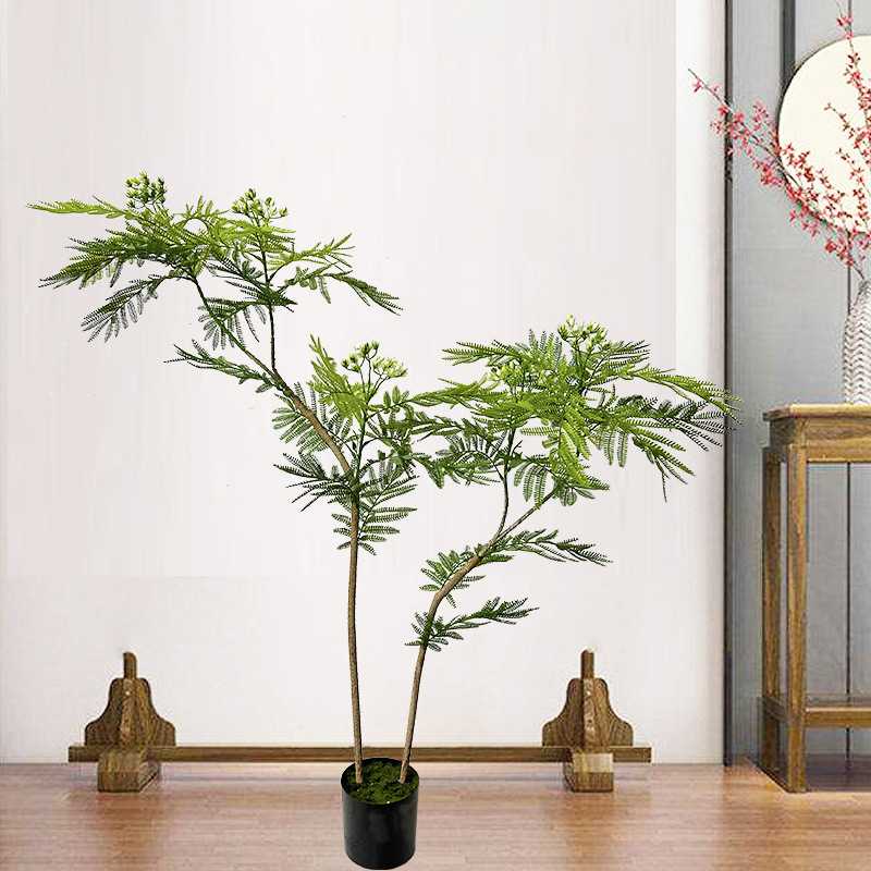 仿真植物盆栽双层叶蕨类盆景中式绿植客厅落地装饰摆件文竹家居