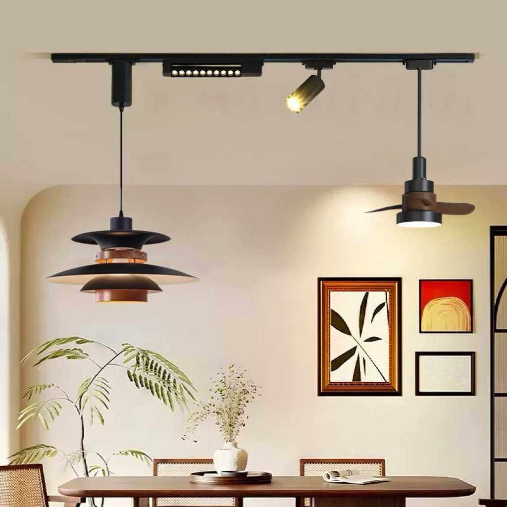 轨道电风扇餐厅吊灯可升降餐厅滑轨飞碟设计师日式复古岛台吧台灯,3C数码配件,摄像机配件,淘宝优惠券,粉丝福利购,淘宝优惠卷