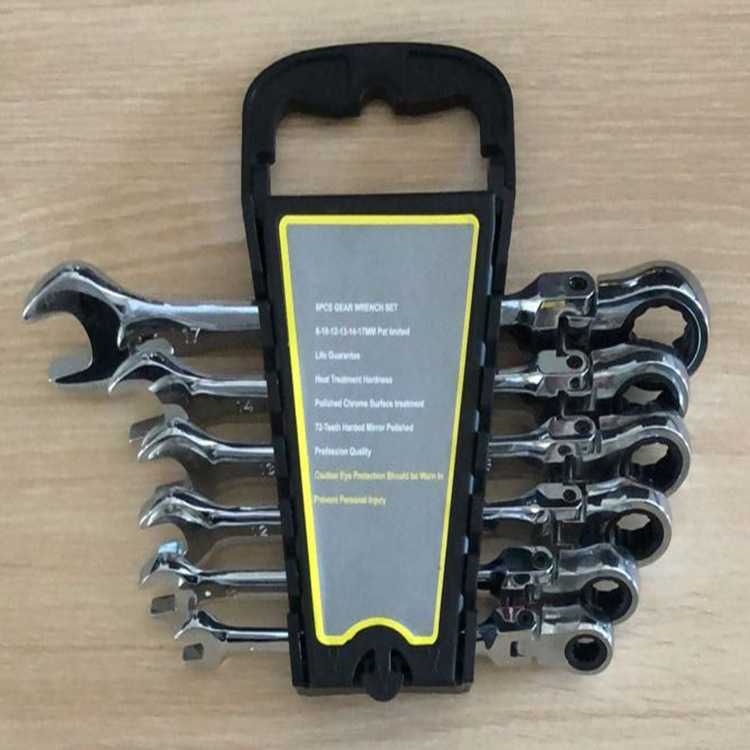 6pc棘轮扳手套装 活动 6件套维修工具 带塑料架  汽车修理厂