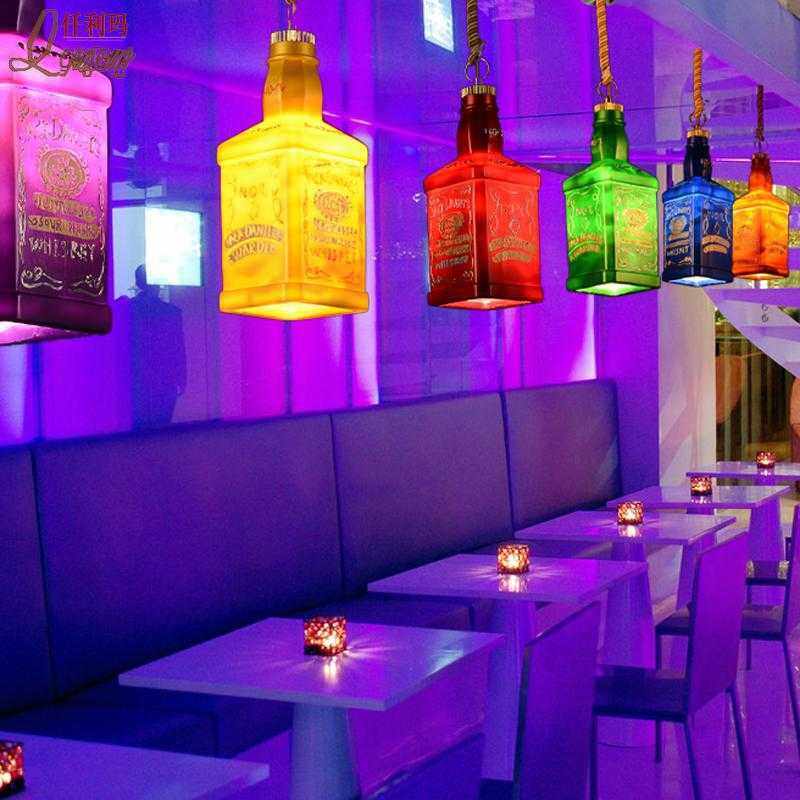 复古创意酒吧吧台装饰吊灯咖啡厅网咖卡座火锅店彩色气氛酒瓶灯具,基础建材,脚轮/万向轮,淘宝优惠券,粉丝福利购,淘宝优惠卷