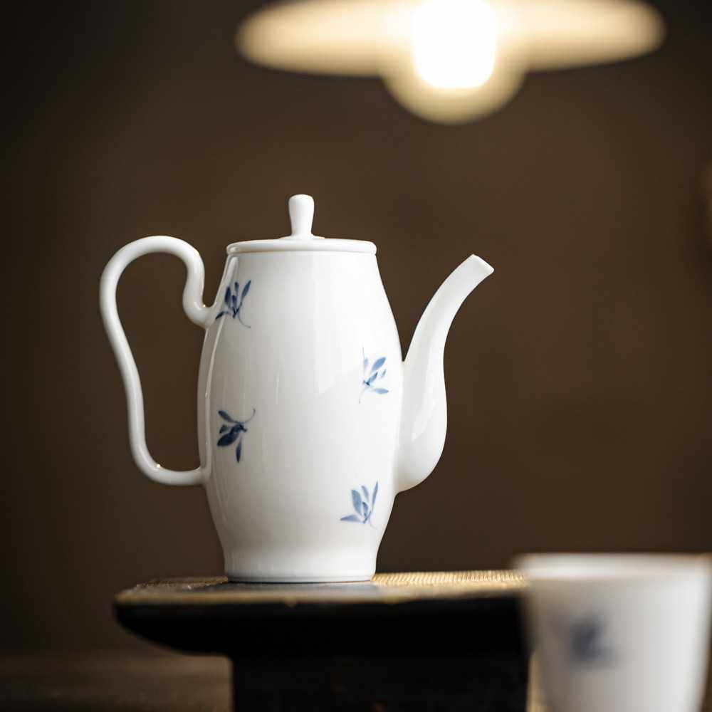 泥人述 仿宋釉下彩手绘兰芯贵妃壶 玉白泥水墨兰花水滴壶手执茶壶,畜牧/养殖物资,畜牧/养殖器械,淘宝优惠券,粉丝福利购,淘宝优惠卷