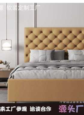 简约后现代双人床橙色拉扣1.8样板房展厅轻奢复古民宿公寓皮艺床