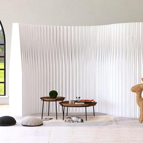 十八玲珑白色折叠屏风隔断风琴纸墙展厅活动伸缩高隔断墙移动防水