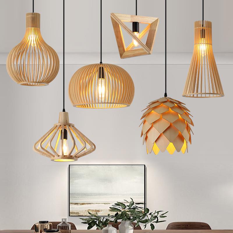 木艺吊灯创意日式风格火锅店吊灯料理店茶室灯民宿榻榻米木艺灯具