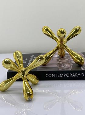 现代金色树脂创意艺术摆件家居样板房间办公楼软装饰品售楼处摆设
