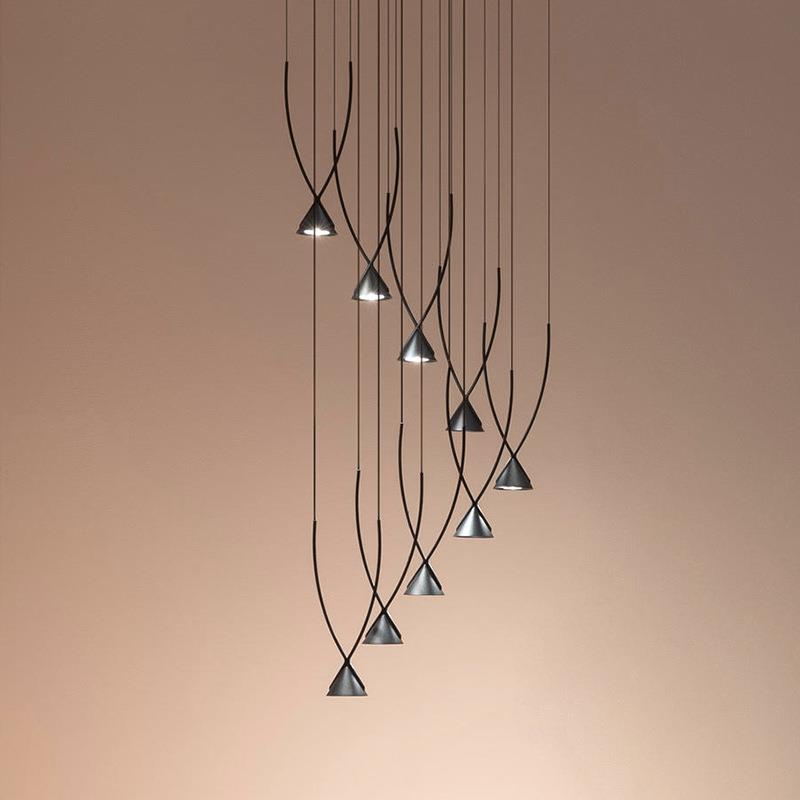 设计师极简咖啡厅样板房高级感装饰侘寂风床头长线楼梯餐厅吊灯