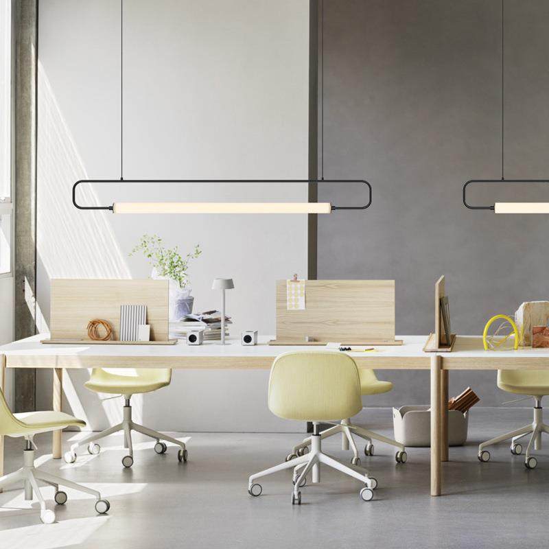 北欧极简长条餐厅吊灯 办公室会议室工作室展厅LED吧台设计师吊灯