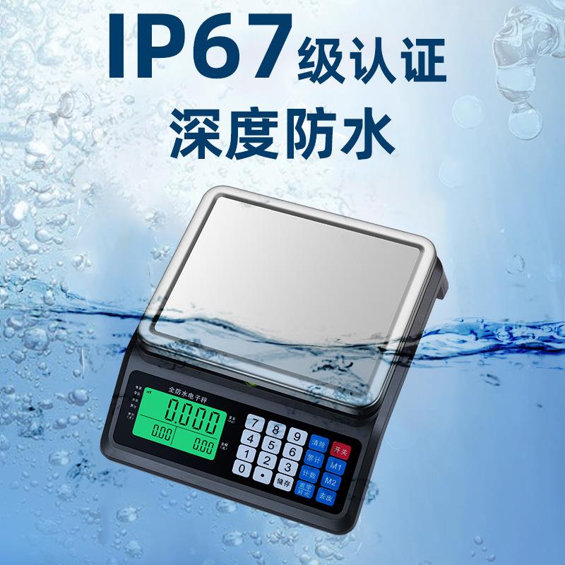 商用计价秤电子秤304不锈钢 全防水卖菜摆摊商超水产市场重称台秤