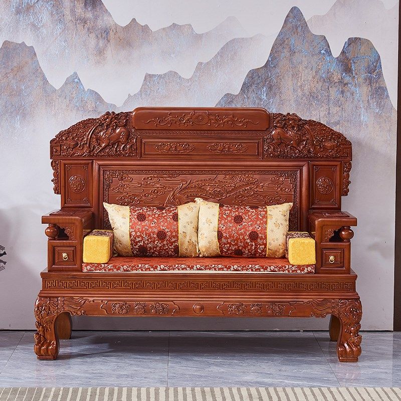 中式明清古典实木沙m发组合红木沙发客厅全套家具仿古实木雕花沙