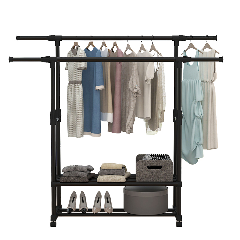 晾衣架落地折叠室k内卧室衣架家用单杆式阳台晒衣架升降简易挂衣