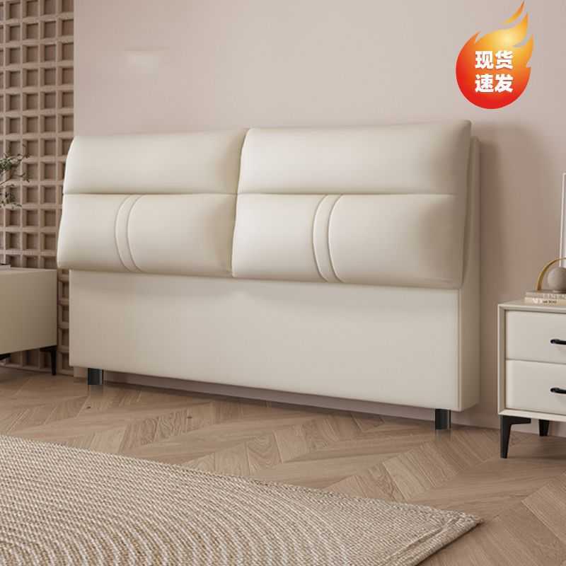 实木科技布床头板软包新款靠背板双人轻奢简约现代床头单买落地