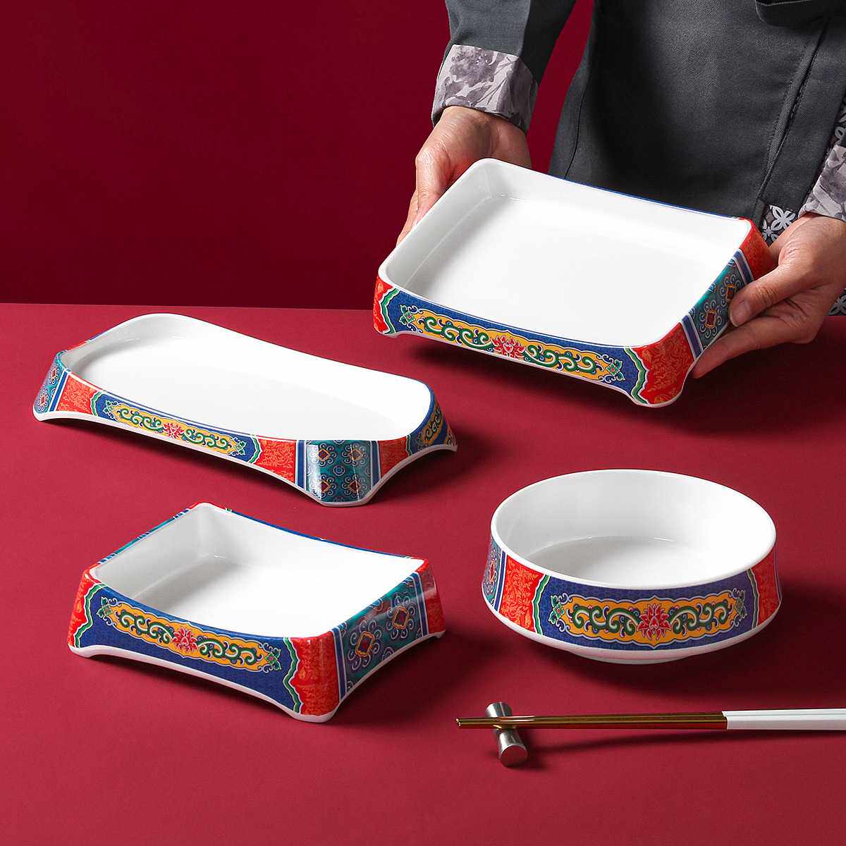 密胺餐具盘子商用餐饮烤肉火锅店配菜专用盘可叠加捞汁小海鲜摆盘