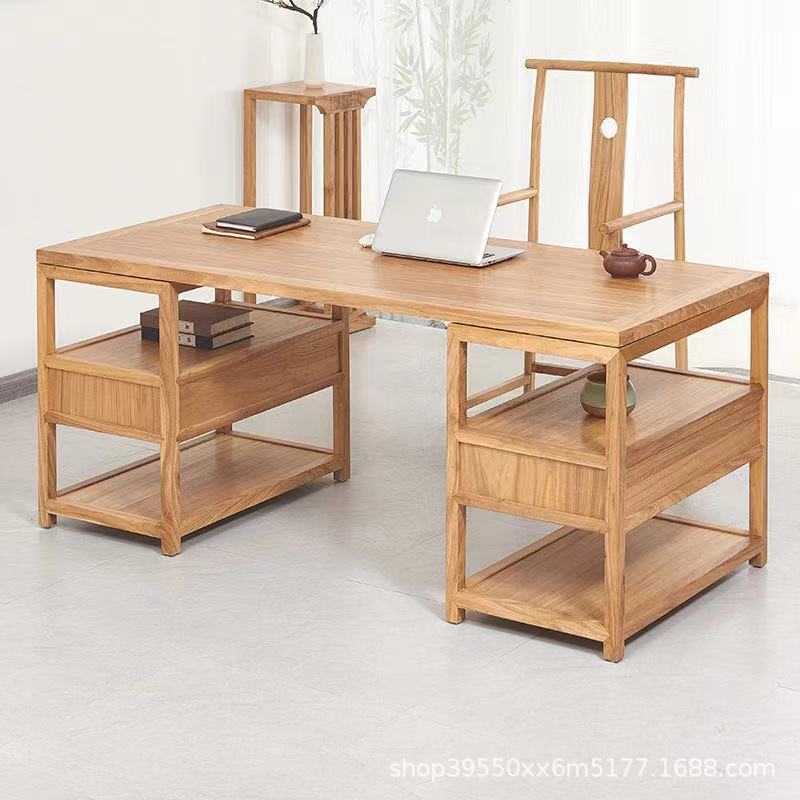 实木书桌榆木书法桌子书画桌家用新中式办公桌写字台简约书房画案