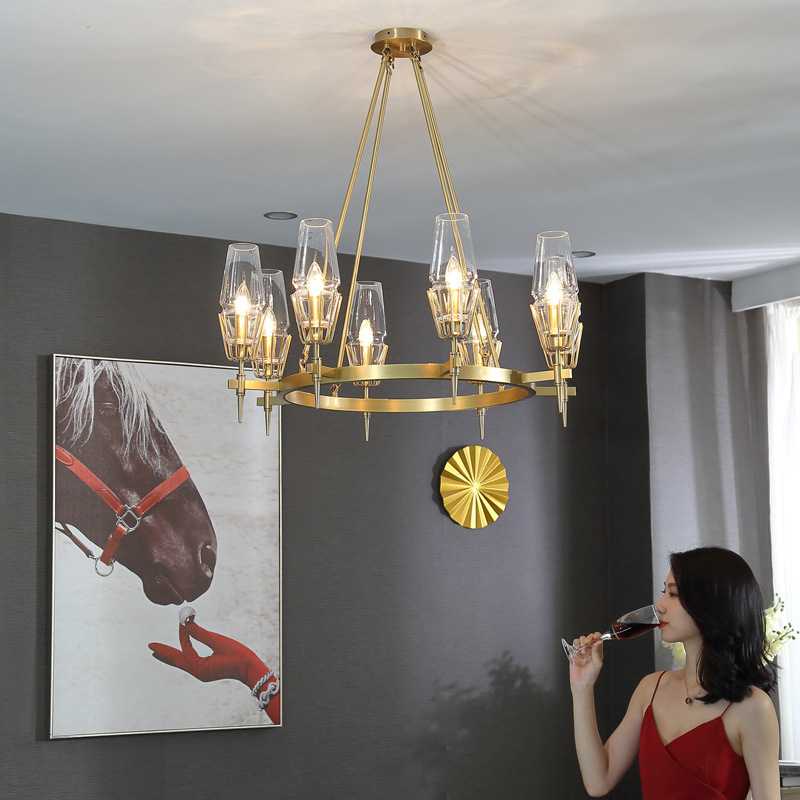 昊爽 出口北美RH灯具美式轻奢吊灯后现代简约客厅餐厅全铜卧室灯