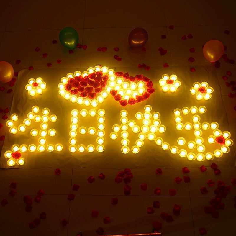 电子蜡烛浪漫玫瑰爱心形生日表白求爱布置创意用品求婚道具