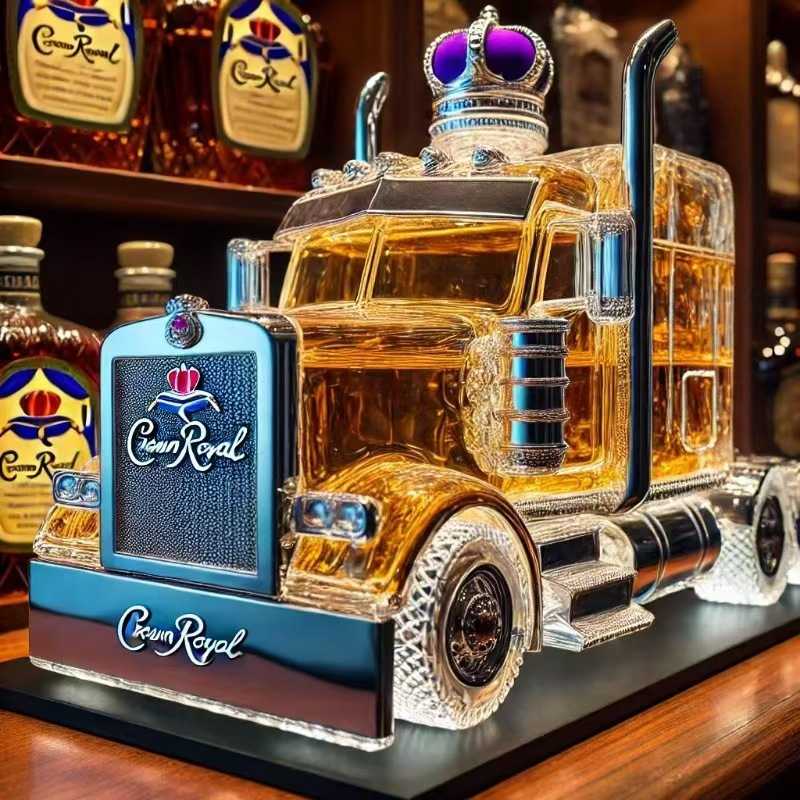 跨境新品 Semi Truck Whiskey Bottle 卡车威士忌酒瓶玻璃瓶图片