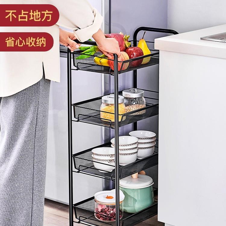 厨房置物架小推车落地多层移动家用带轮收纳架蔬菜落地置物架