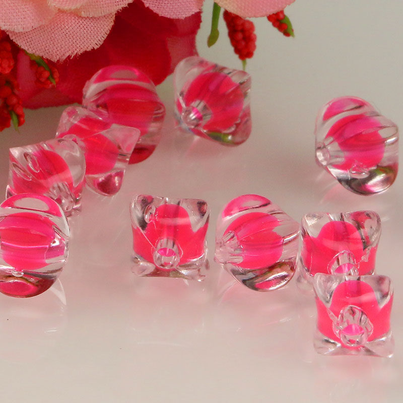 DIY串珠材料四角珠子内彩珠西瓜珠编纸巾盒材料10/12mm/按斤
