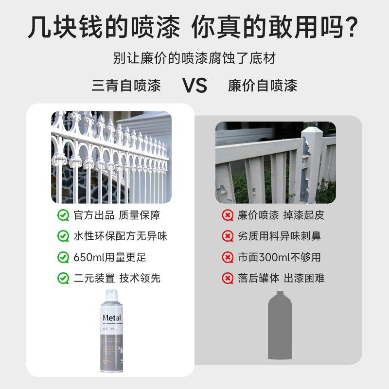 白色手喷自c喷漆防锈漆黑色水性金属漆入户门改色喷漆罐防盗门油