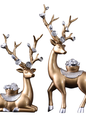 现代轻奢招财鹿摆件家居r客厅电视柜玄关装饰品创意酒柜房间办公