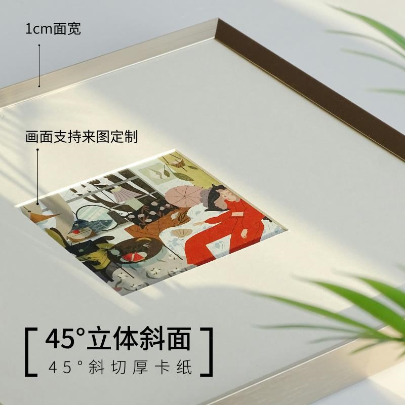 正方形相框铝合金画框装裱挂墙30 50 60 80 金属装饰画.框卡纸留