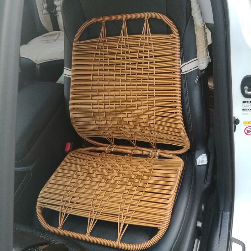 叉车坐垫汽车手编冰丝胶藤条的士出租车货车司机通V风透气坐垫单