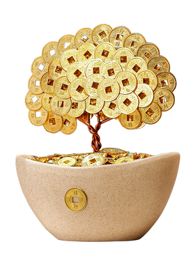 新中式摇钱树招财猫摆件客厅电视A柜家居装饰前台玄关乔迁开业礼