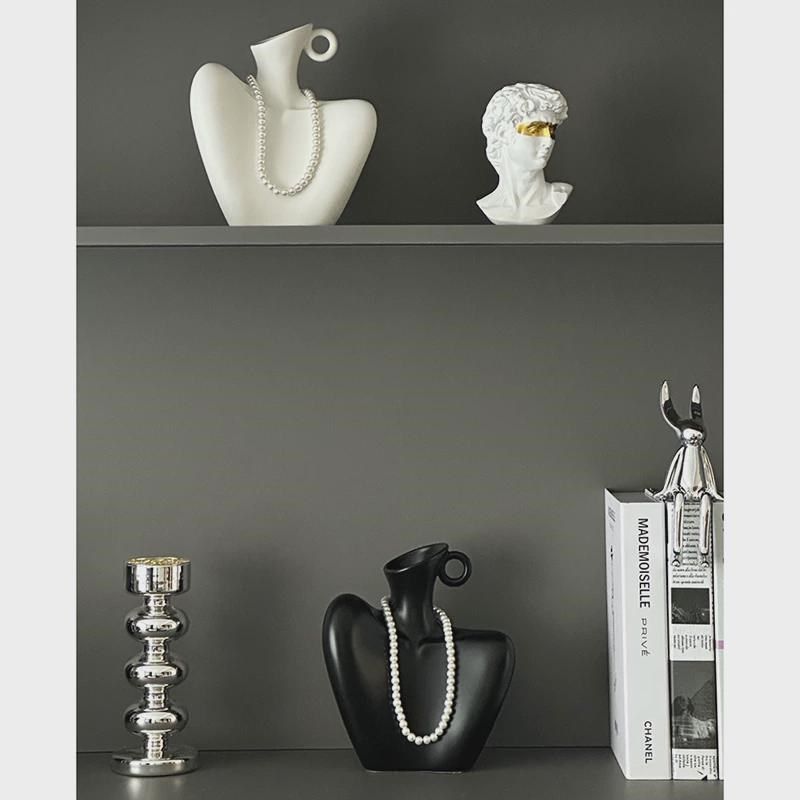 高级感摆件艺术创意美人肩陶瓷花瓶电视机柜客厅小众插Z花桌面朋