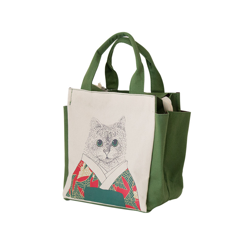 可爱手拎饭盒包帆布手提s便当包大容量午餐带饭包日式拉链妈咪包