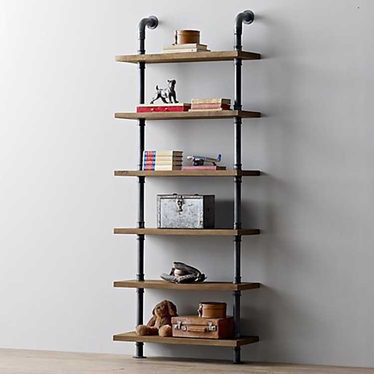 乡村个性创意书架 工业水管多层置物架 做旧家具实木鞋架收纳架