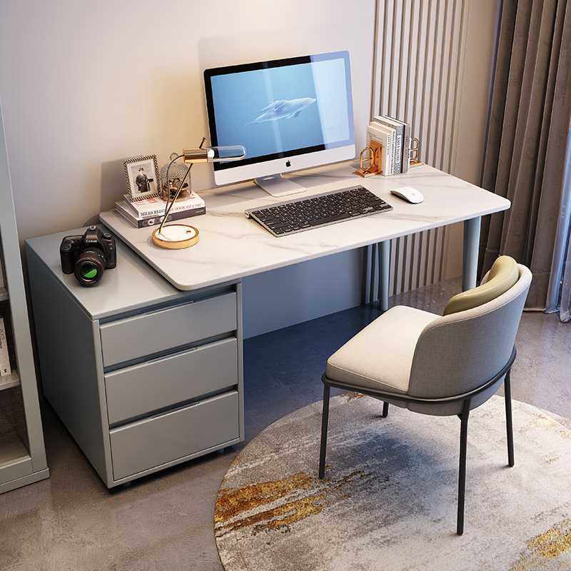 岩板轻奢书桌现代简约台式电脑桌办公一体桌卧室双人笔记本写字台