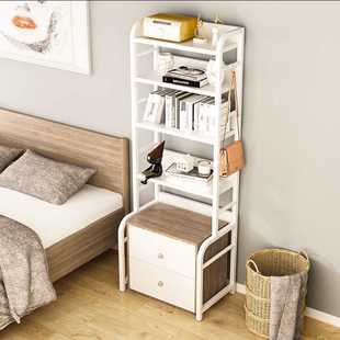 可调节床头柜上的置物架架子简约现代卧室多层落地收纳架床边书架