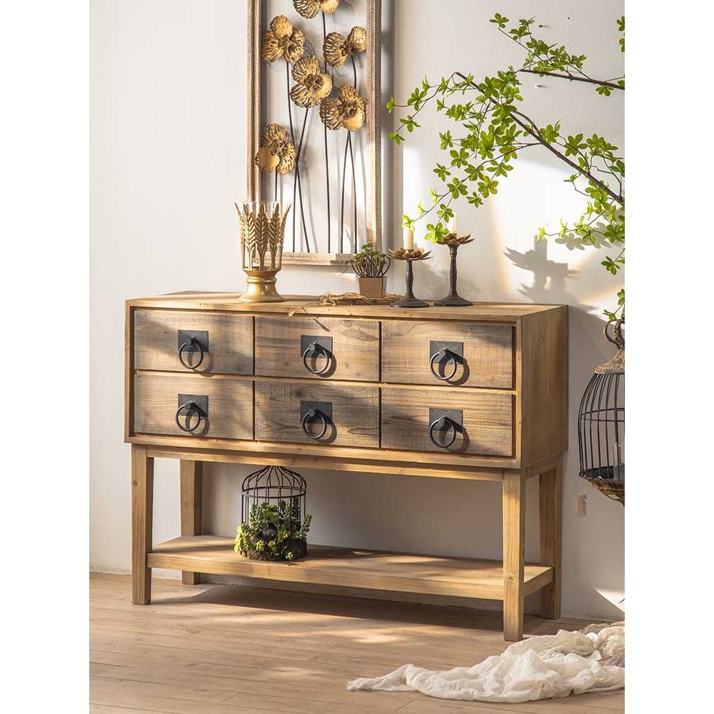 美式乡村实木斗柜客厅复古小柜子储物柜家用卧室落地餐边柜靠墙