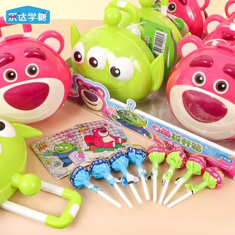 乐达草莓熊三眼仔手提箱拉杆箱造型棒棒糖可爱儿童糖果爆款新回礼