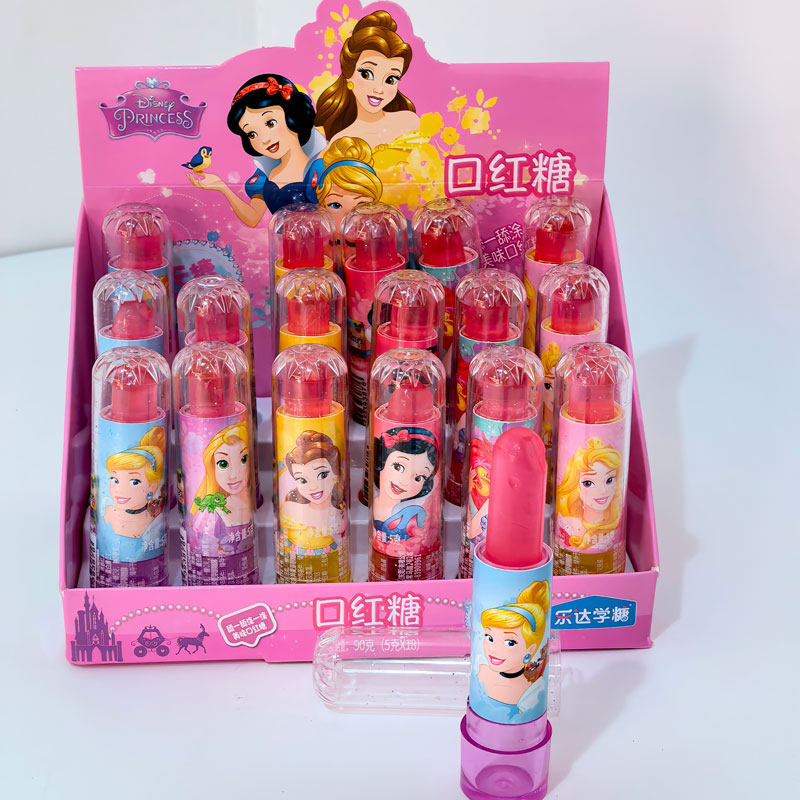乐达学糖迪士尼公主口红糖儿童奖励高颜值零食卡通糖果玩具礼物