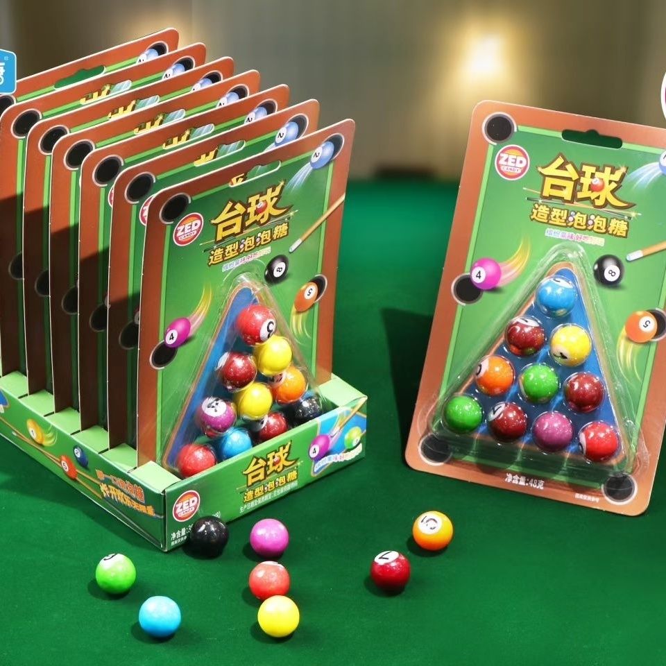 ZED台球造型泡泡糖乐达学糖独立包装缤纷果味仿真台球好吃好玩48g