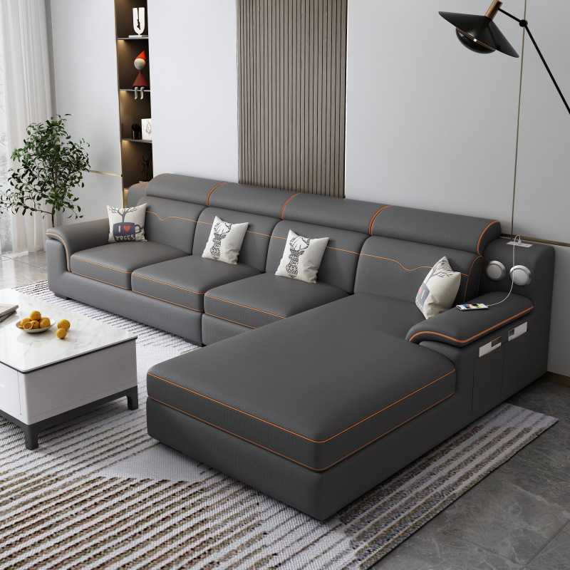 带音箱USB接口科技布贵妃轻奢客厅大小户型布艺沙发意式简约现代