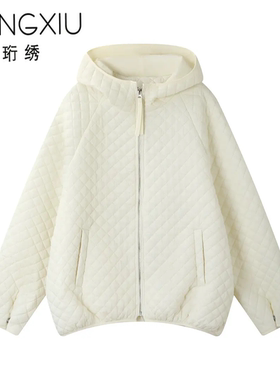 珩绣2025新款冬季女连帽宽松型厚款拉链长袖简约时尚百搭Y-T25857