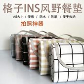 蓓恋春游加厚野餐垫户外露营防潮垫便携出游防水格子地垫现货