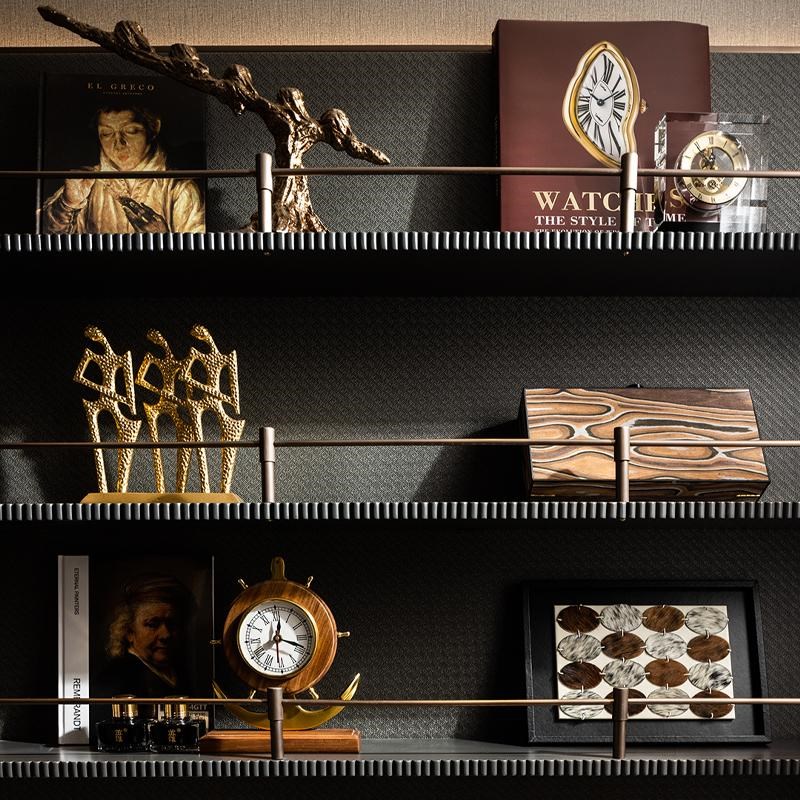 中古奢华风书柜书架墙上装饰柜软装饰样I板房售楼部老板办公室摆