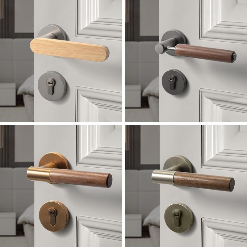 室内卧室房门锁新中式实木门把手分体锁磁吸静音门f锁家用锁具
