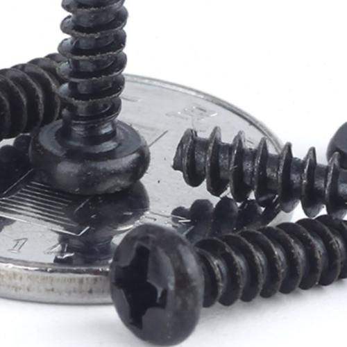 PB铁十字槽圆头盘头平尾自攻螺钉黑色加硬/元头平咀M4×6/8/10-30