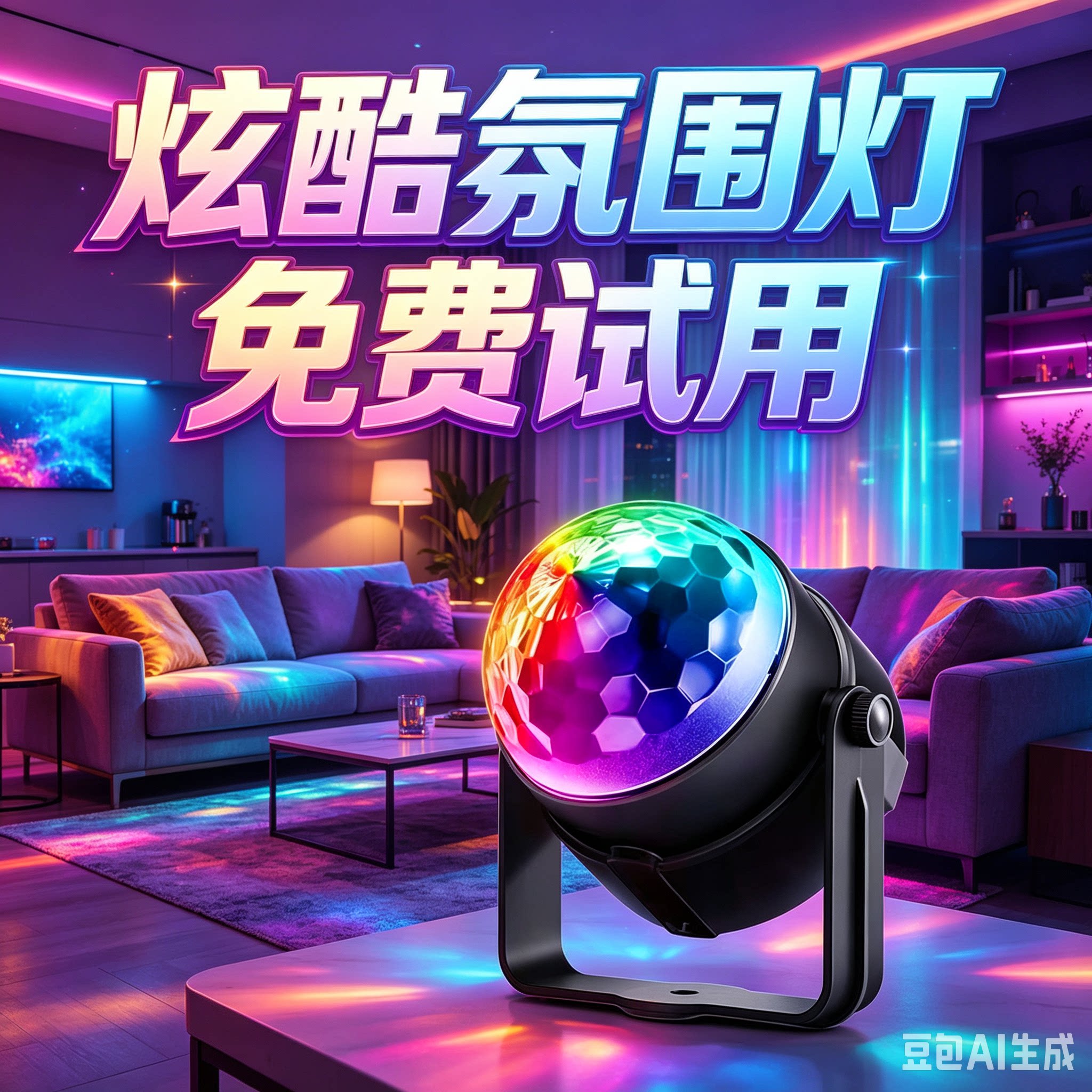家用氛围灯车载dj旋转彩灯ktv魔球灯广场跳舞蹦迪灯气氛灯声控灯