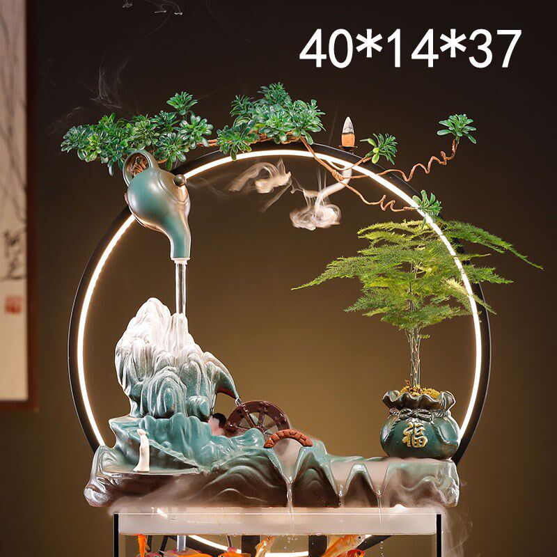 中式流水摆件陶瓷玻璃鱼缸造景创意循环喷水器过滤器喷泉假山配件