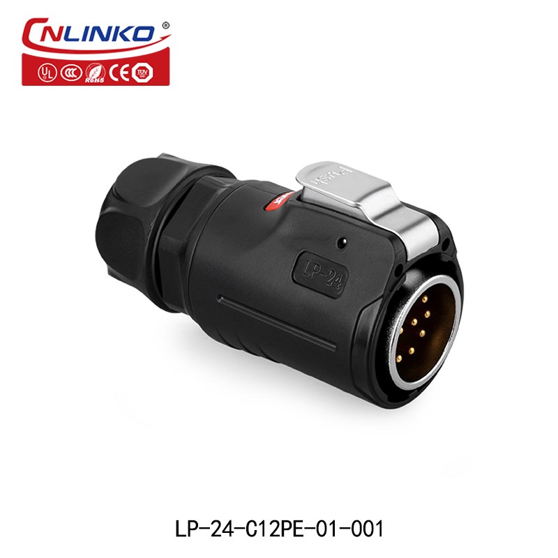 凌科LP24圆形 航空插头12芯正反装E航空插头信号防水连接器开孔M2