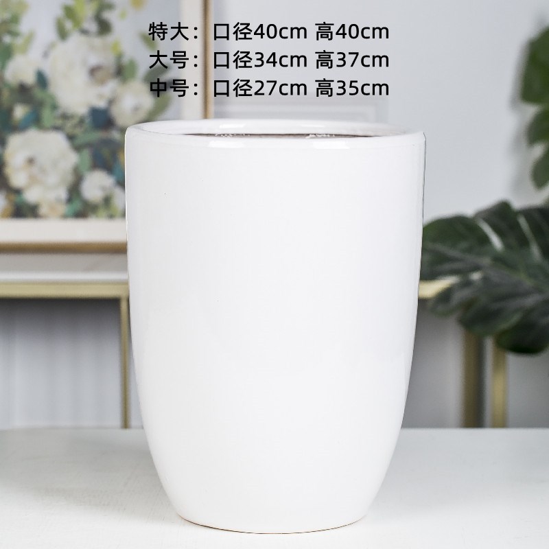 特大号金边大理石纹陶瓷花盆北欧轻奢创意客厅Q落地庭院种植发财