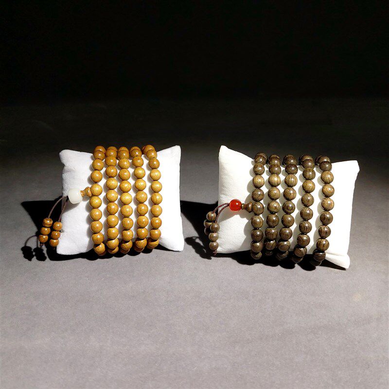 金丝楠木108佛珠手串男金丝楠阴沉香木108颗手链念佛老料文玩手串