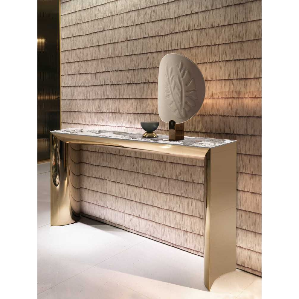 极简风轻奢入户玄关桌不锈钢岩板玄关台进门靠墙高端设计师装饰台